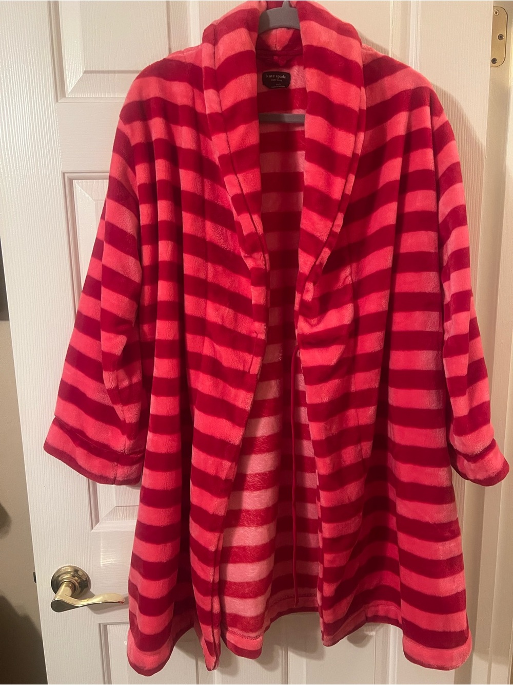 NWOT Kate Spade Pink and Red Striped Robe *Missing Belt* Size XS/S - Picture 3 of 9